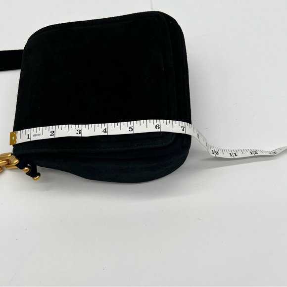 Vintage Frenchy of California Suede Crossbody Bag Black Gold Chain Strap USA - Picture 9 of 12